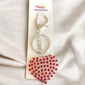 1pc Rhinestone Red Heart Love Keychain Bag charm